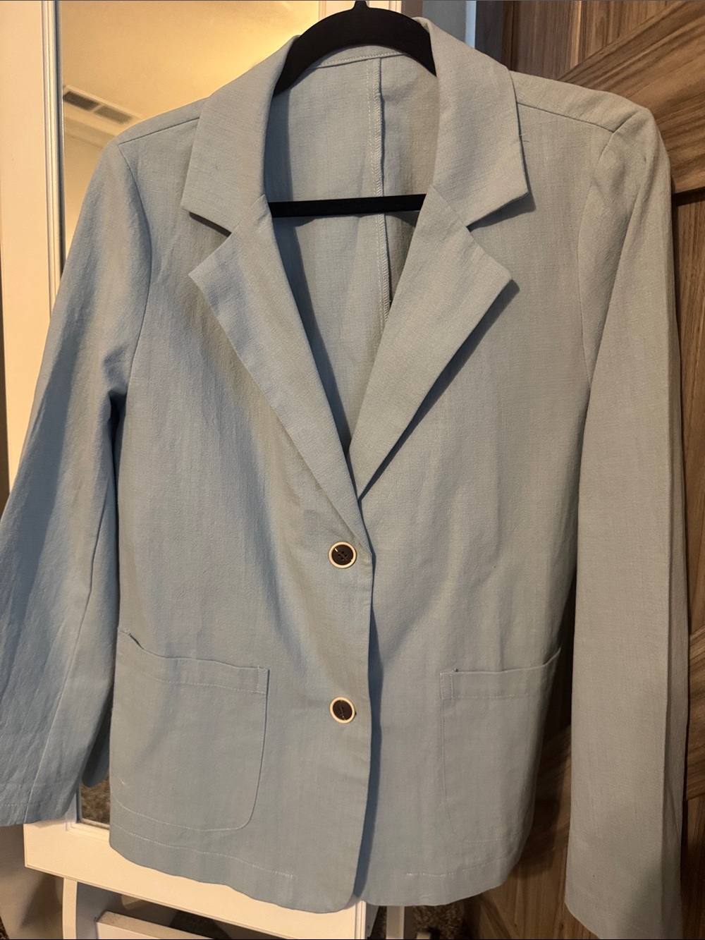 Cotton and Linen Light Blue Women's Blazer Jacket size Medium